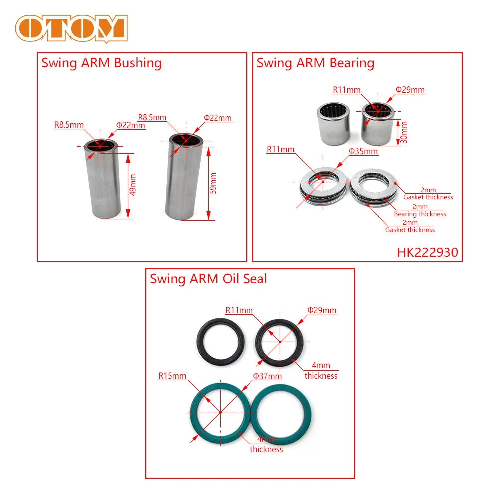 OTOM For HONDA CRF CRF250R CRF250X Motocross Motorcycle Rear Fork Suspension Swing ARM Needle Bearing Bushing Oil Seal RepairKit