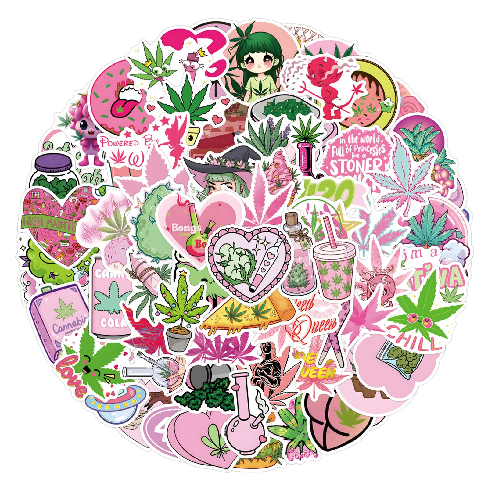 55/110PCS Planten Gras Stickers Waterdicht Roze Cartoon Graffiti Decoratie DIY Notebook Mobiele Telefoon Fiets Water Cup Kinderen speelgoed
