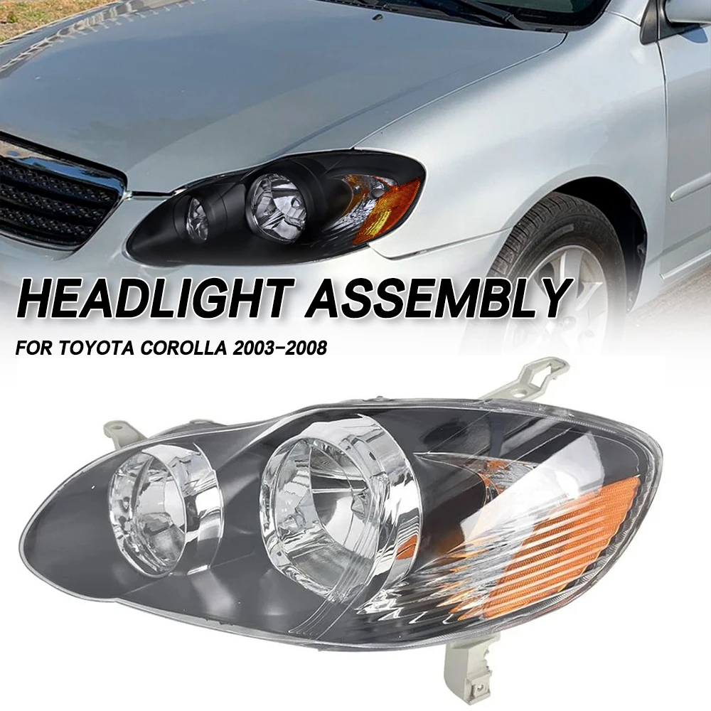 

Для Toyota Corolla 2003, 2004, 2005, 2006-2008, черный корпус, передний бампер, головной светильник, фара дальнего света, указатель поворота