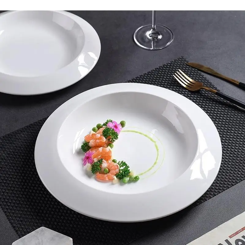 

Solid Color Ceramic Soup Plate Restaurant Deep Dessert Dish Pasta Molecular Cuisine Specialty Tableware