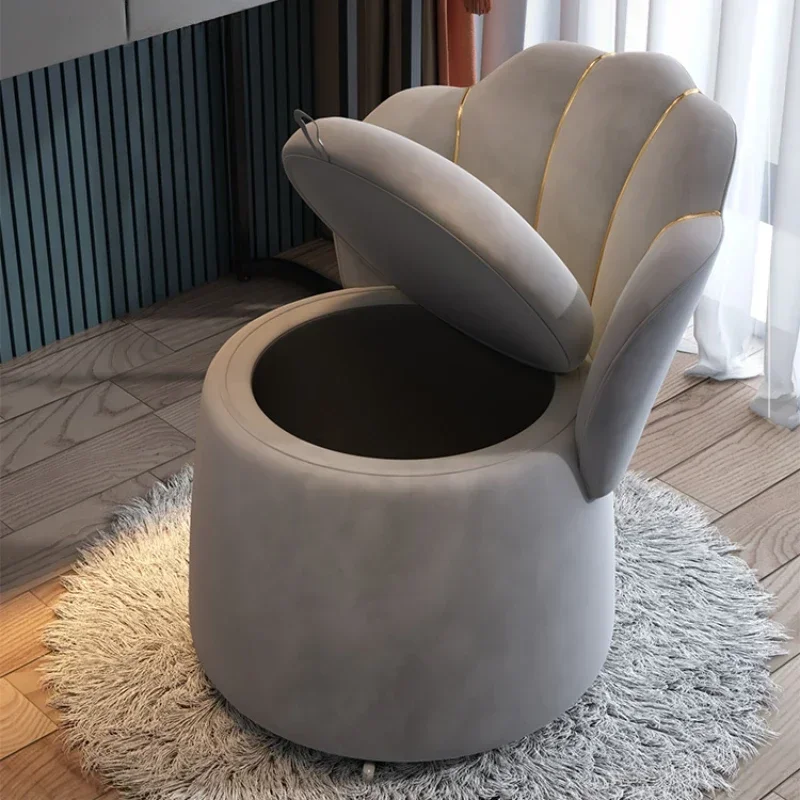 مسند تخزين حديث مع عجلات دوارة لغرفة النوم وكرسي مكياج أنيق للممر مع مسند ظهر قابل للتعديل لغرفة النوم