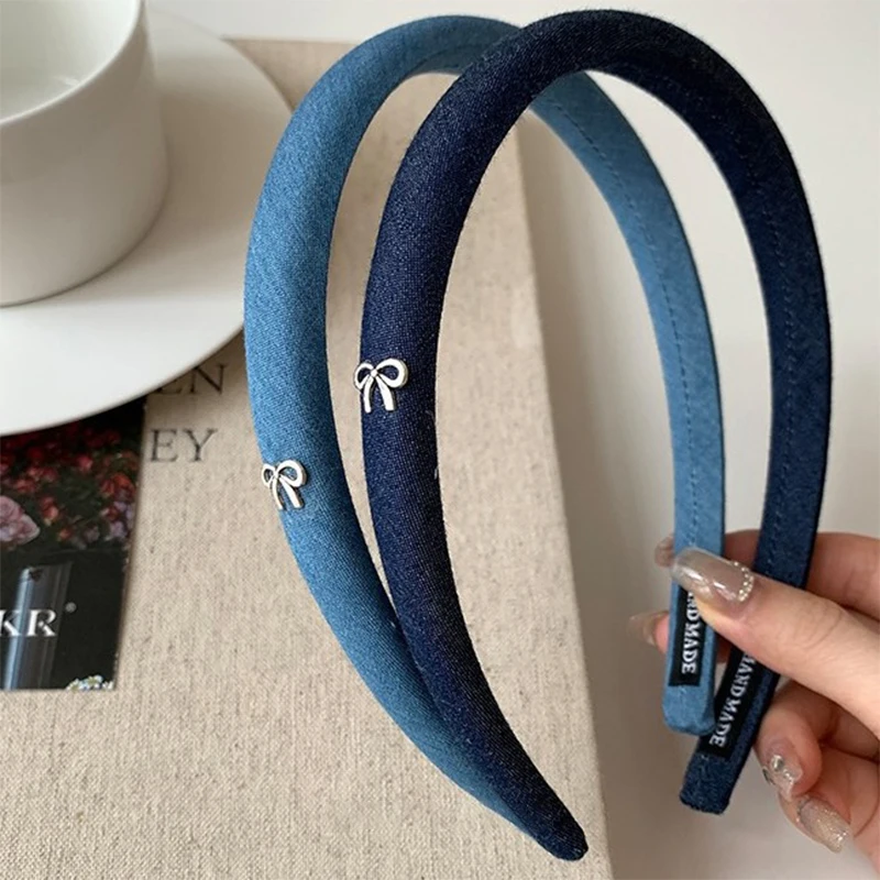 Bowknot Denim Headband Simple Face Washing Headband Sweet Hair Accessories