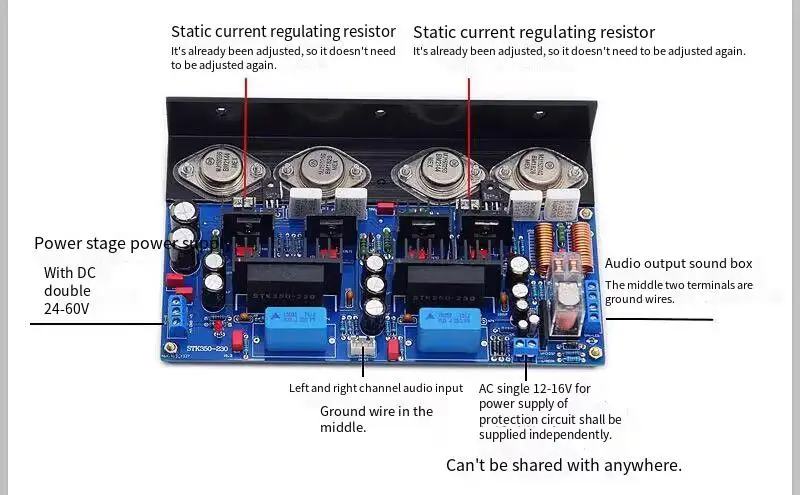 T5 High Power Amplifier Board Hifi Gold Sealed Tube Rear Stage High Power Household High Power Adjustable Pure Class A