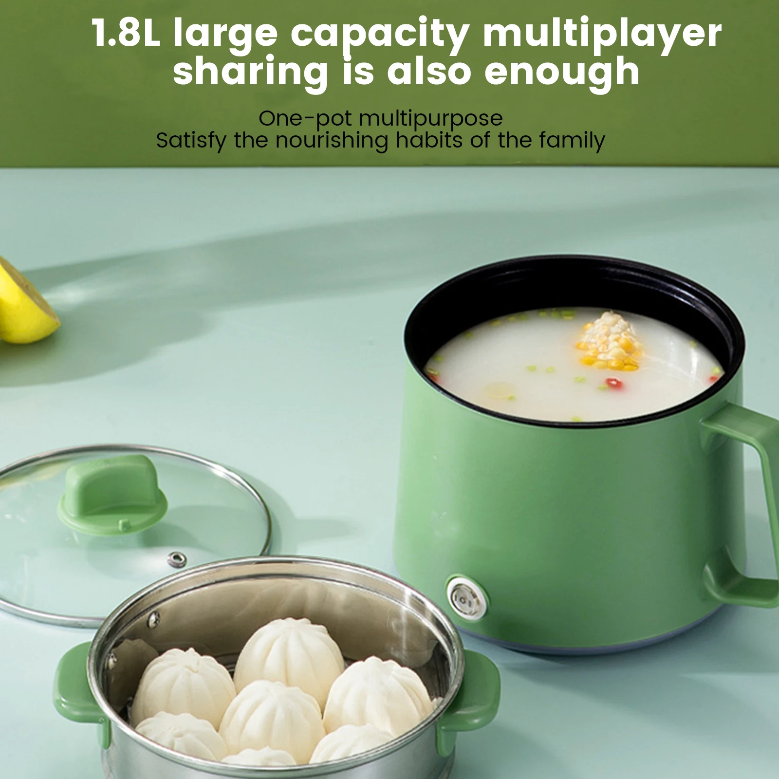 1.7L Capacity Mini Home Cooking Pot Mini Electric Cooker For Home Kitchen 1-2 People Food Single/Double Hot Pot steamer Hot Pot