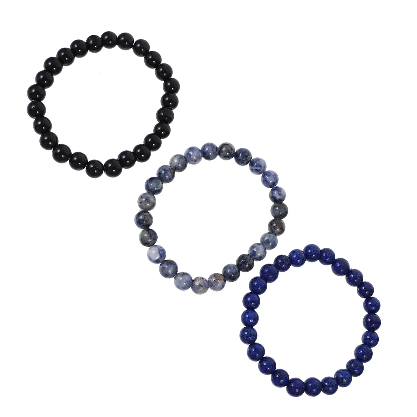 3Pcs Stone Beaded Bracelets Long-Lasting Natural Stone Bracelets Women Men Wrist Accessories Casual Official Use