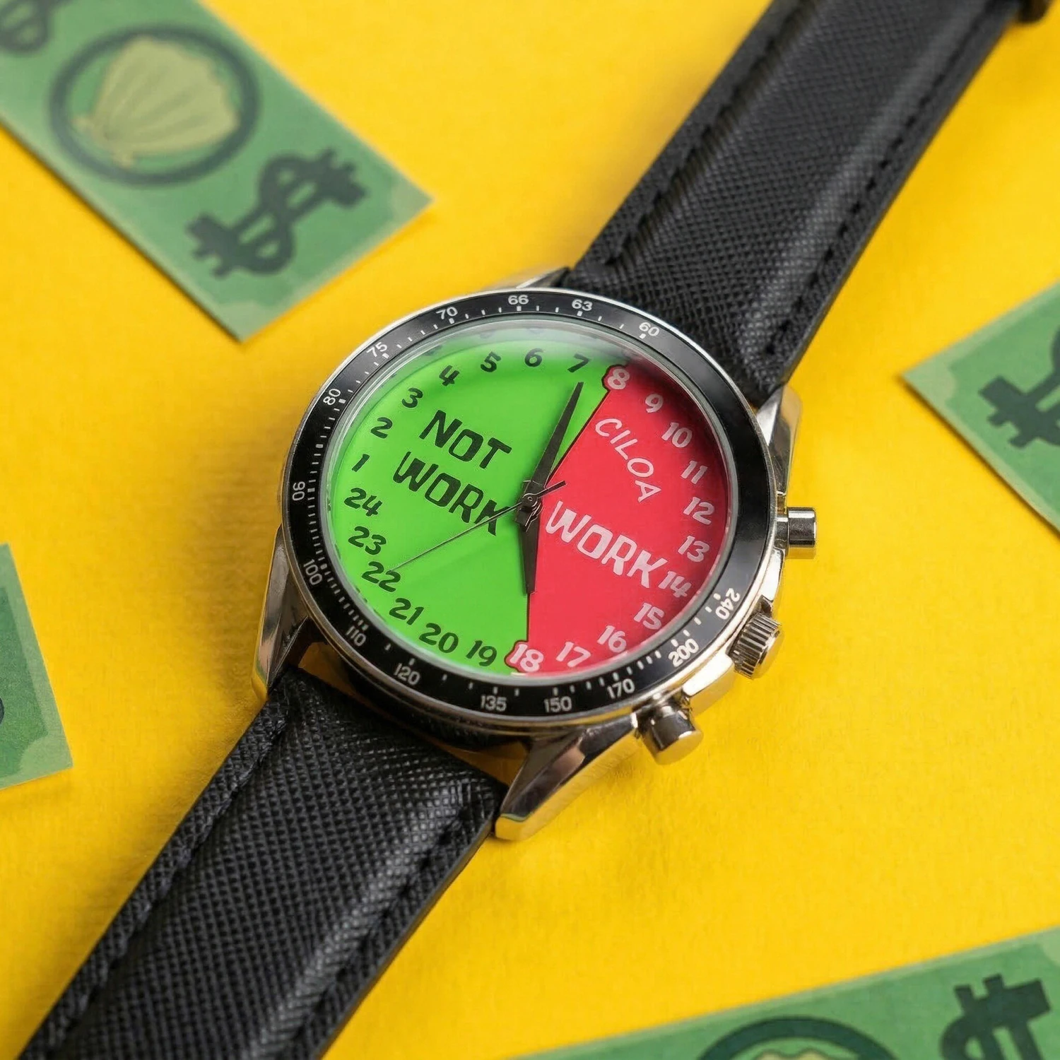 CILOA-Men Women Quartz Wristwatch Red Green Split Dial NOT WORK Creative Racing Chronograph Leather Strap Sport Watch-
