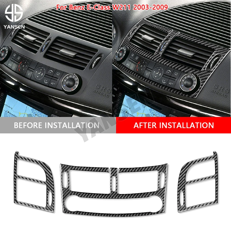 Carbon Fiber entral Control Air Conditioner Outlet Vent Sticker For Benz E-Class W211 2003-2009 Accessories