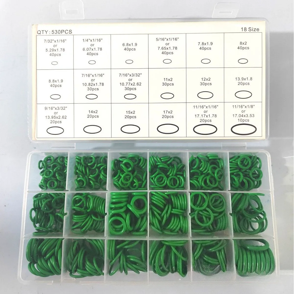 595/270-teiliges Klimaanlagen-O-Ring-Set, Sortiment mit 36 Größen, O-förmige Dichtungsringe, Gummi-Zubehör für Wartungsarbeiten – Detail 2