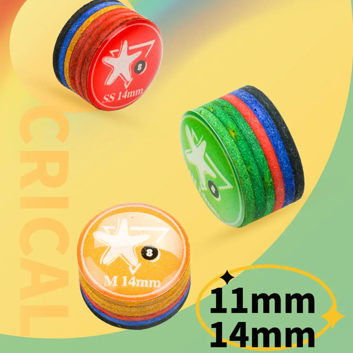 Puntali in Pelle per Stecche da Biliardo 11mm 14mm, Puntali Colorati per Riparazione Stecche da Snooker per Appassionati di Biliardo