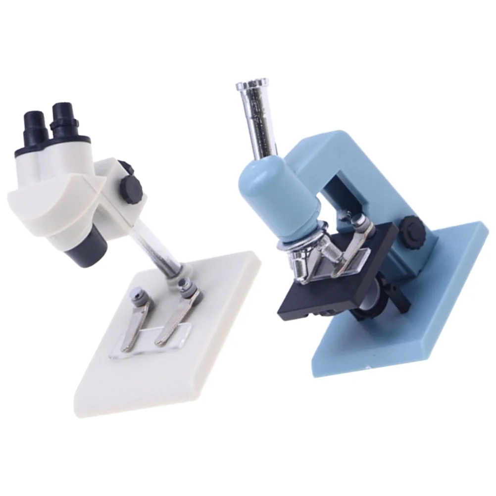 

2 Pcs Dollhouse Microscope Childrens Toys Kids Accessories Miniature Pretend Play Miniatures Plastic Microscopes