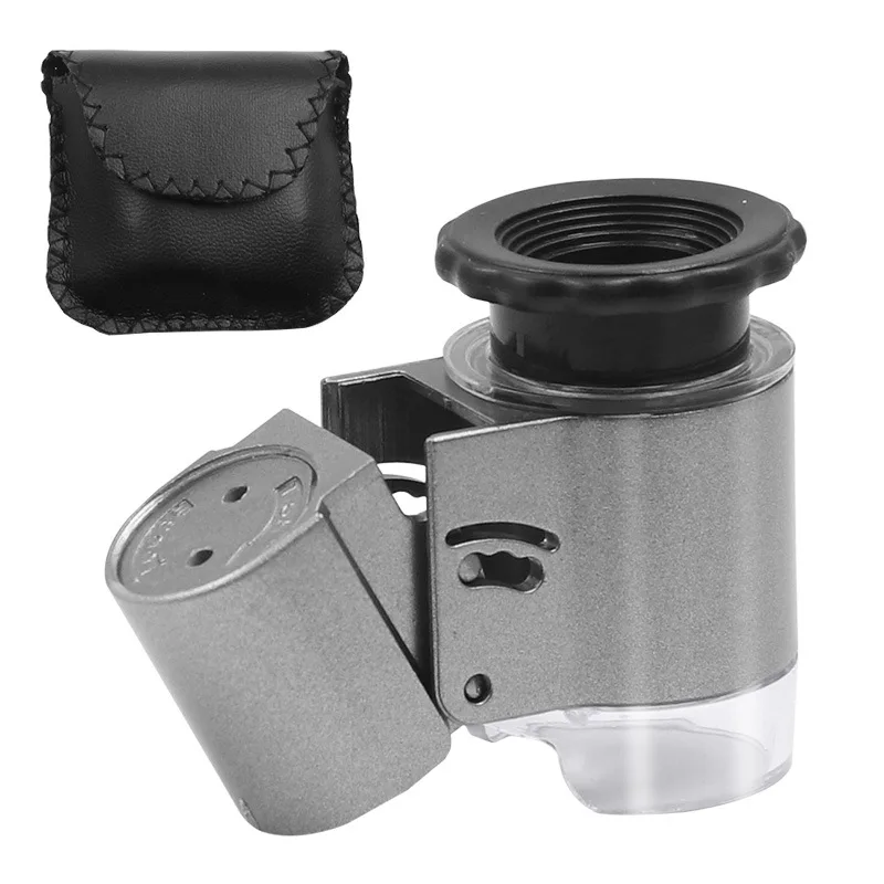 Imagem -06 - Lupa Dobrável Portátil com Iluminação Mini Microscópio de Bolso Handheld Lupa Jóias Moedas Selos Antiguidades 50x