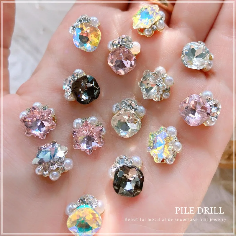 

5/10PCS Chunky Square Cut Diamond Stacked Nail Art Rhinestone Pearl Pile Snowflake Gem Accessories Nails Decoration Supplies
