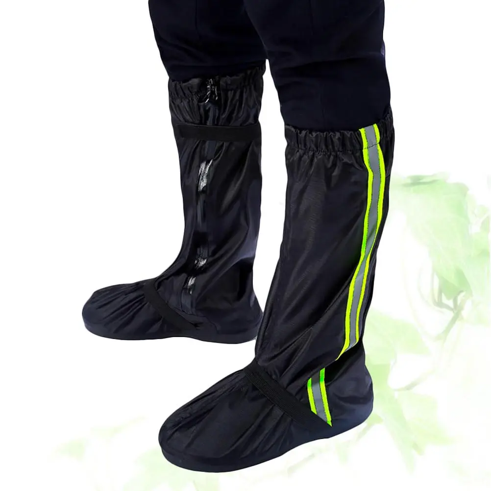 

Waterproof Shoes Cover Oxford Cloth Long Design Reflective High-Elastic Rain Snow Boot Cover for Men Women Black L