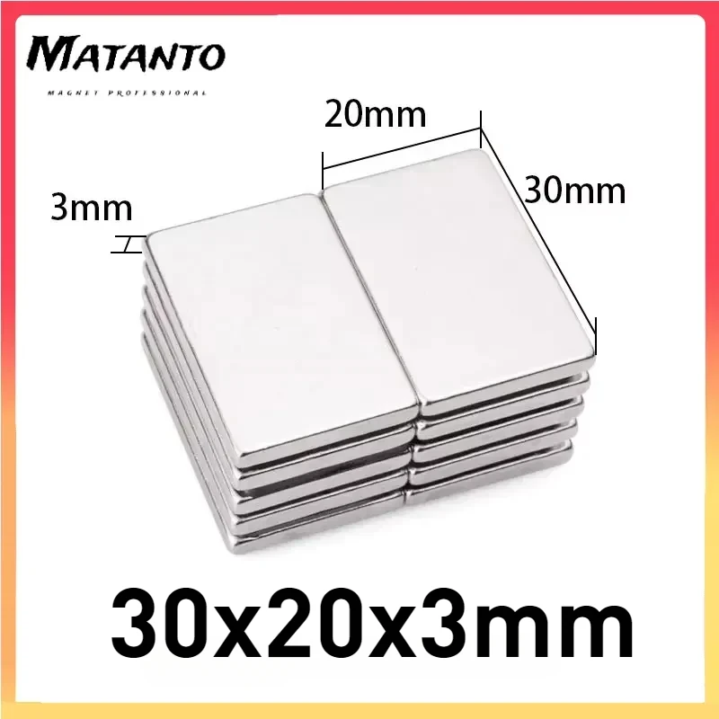 2/5/10Pcs 30x20x3mm N35 Strong Rare Earth Fridge Magnet Block Rectangular Magnetic Sheet Permanent Neodymium Magnets 30*20*3mm