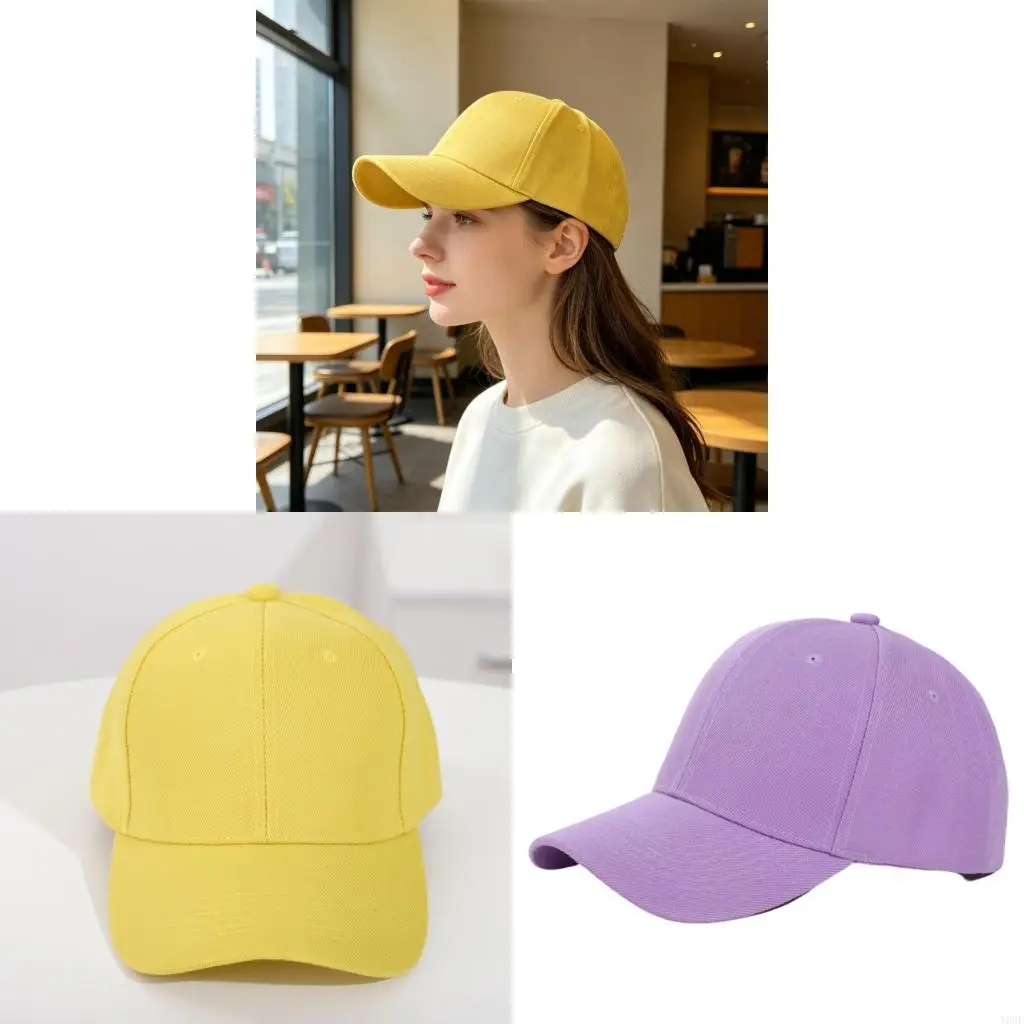 Travel and Daily Wear Baseball Cap with Poly-Cotton Fabric, Six-Panel Sun Shade Hat in 56-58 Fit Y08E