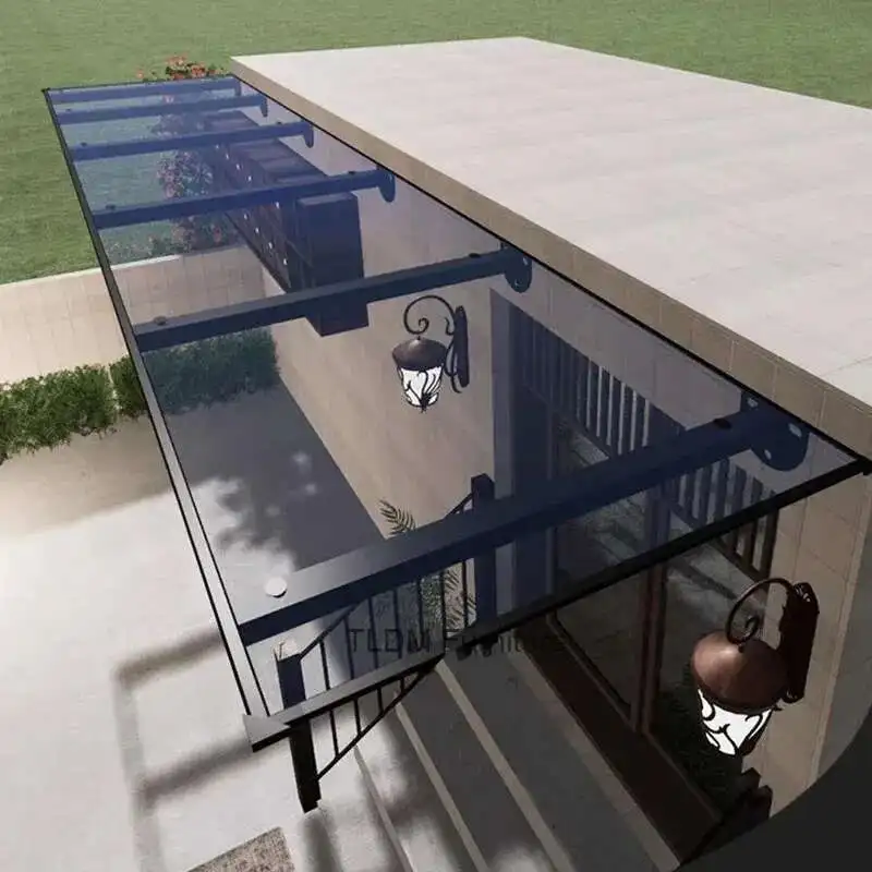 Outdoor Gazebos Imitation Glass Shed Door Awning Window Endurance Board Silent Villa Transparent Awning Sunproof Pergola Tent