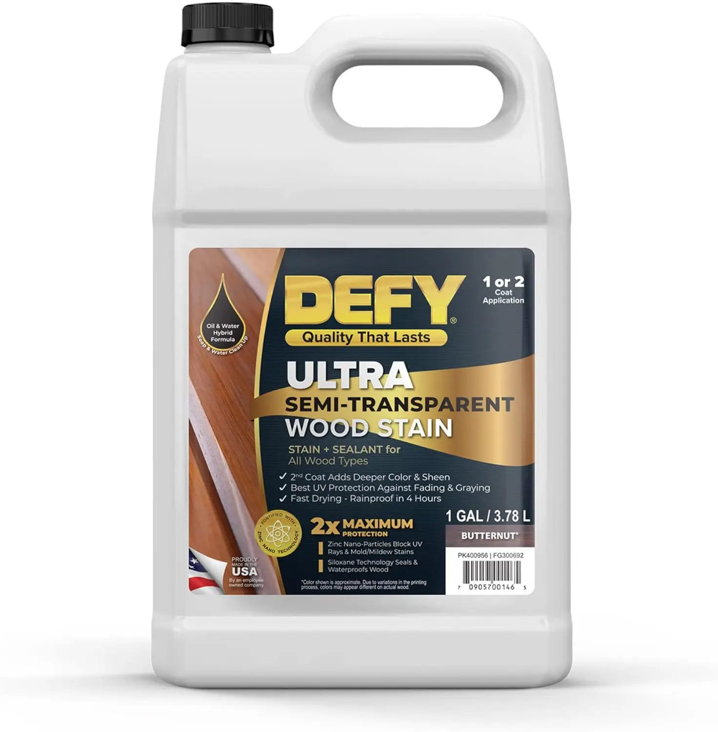 y Ultra Semi-Transparent Outdoor Wood Stain And Sealer In One – Butternut, 1 Gallon, Deck Stain And Sealer | Rich Color And