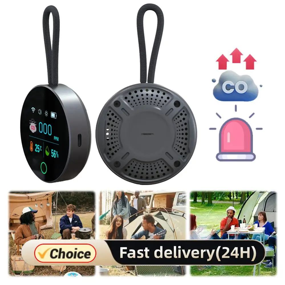 

3 In 1 CO Detector Alarm Temp Humidity Sensor with Magnetic Suction CO Temperature Humidity Detector 1000mAh for Indoor Outdoor