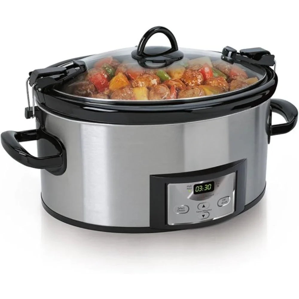 6 Quart Slow Cooker Programmable Slow Cooker with Digital Timer Stainless Steel Slow Cooker