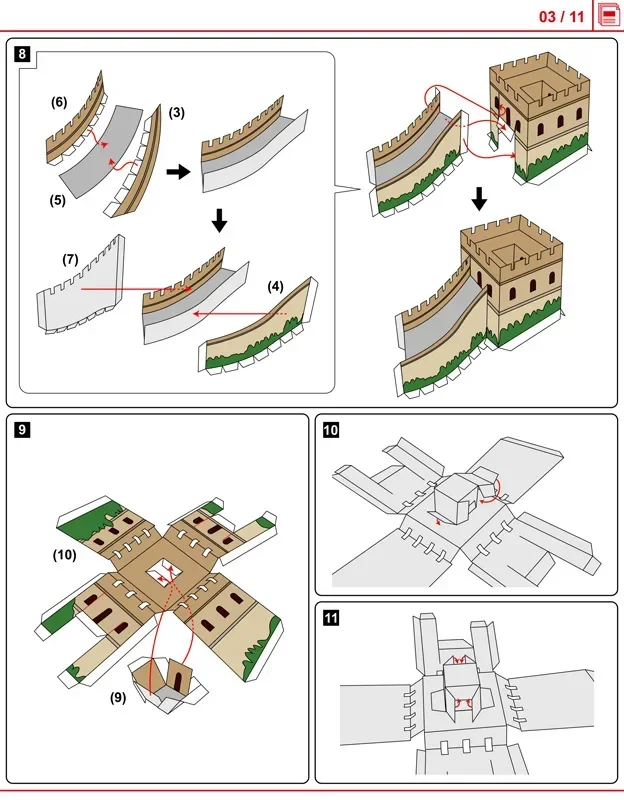 Giocattolo Papercraft fatto a mano di DIY di architettura classica del mondo del modello di carta 3D della grande muraglia della cina