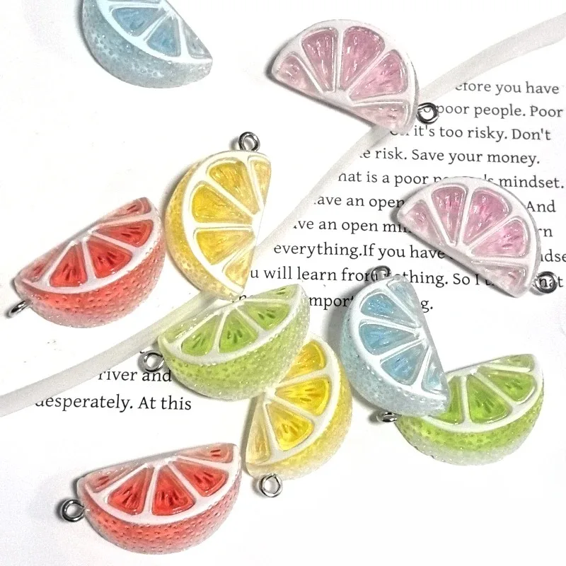 10pcs 3D Lemon Slice Resin Charms Mini Fruit Citrus Slice Pendant DIY For Earring Keychains Kawaii Summer Jewelry Making