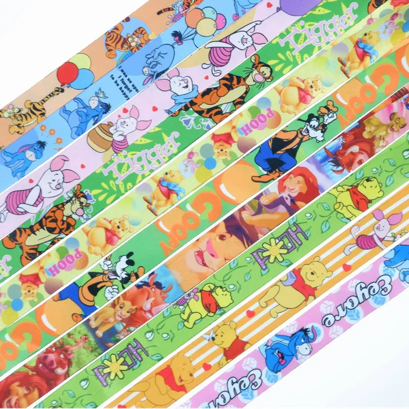 10PCS Winnie The Pooh Mobile Phone Lanyard For ID Card Gym USB Badge Holder Car Key Cartoon Neck Wrist Band Anti-lost Strap