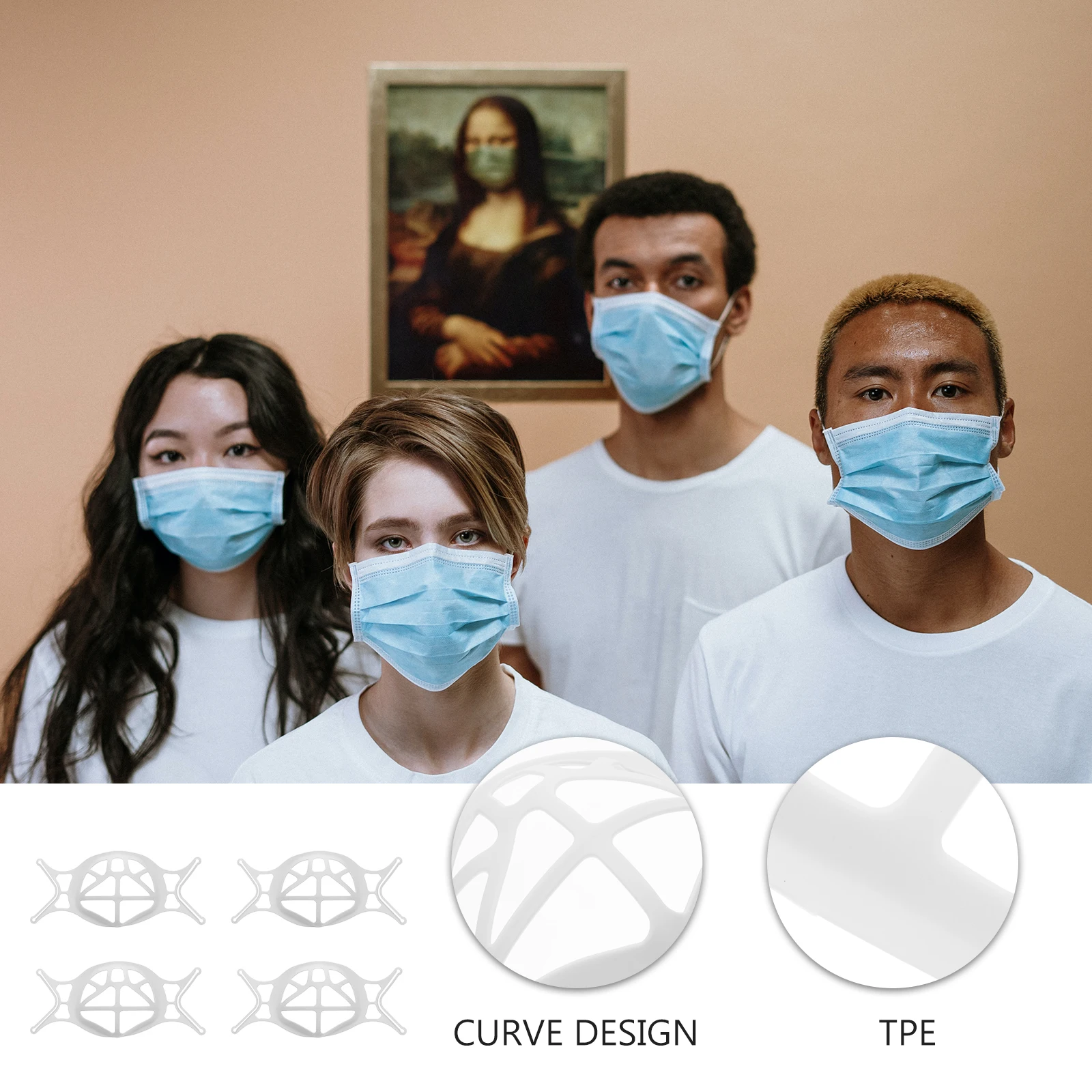 

4pcs Breathable Mask Bracket Durable Safe Wear Resistance Lightweight Portable White Stand Lipstick Protection Makeup Saver