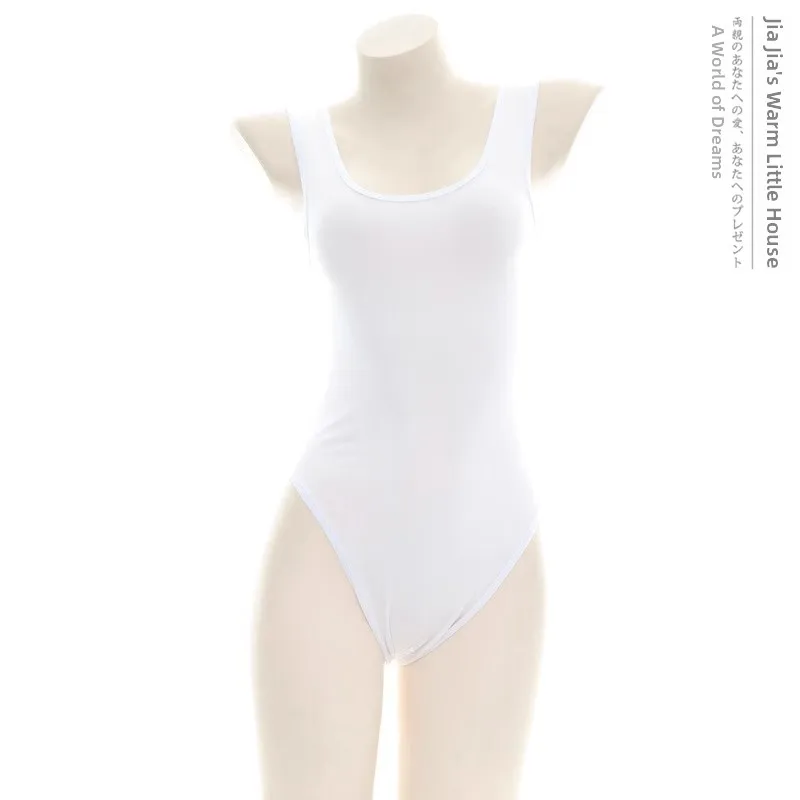 Transparent Water Activated Ultra Thin Swimsuit Japanese Style Soft Girl Tight Black White  3XL Large Size Dead Sea ...
