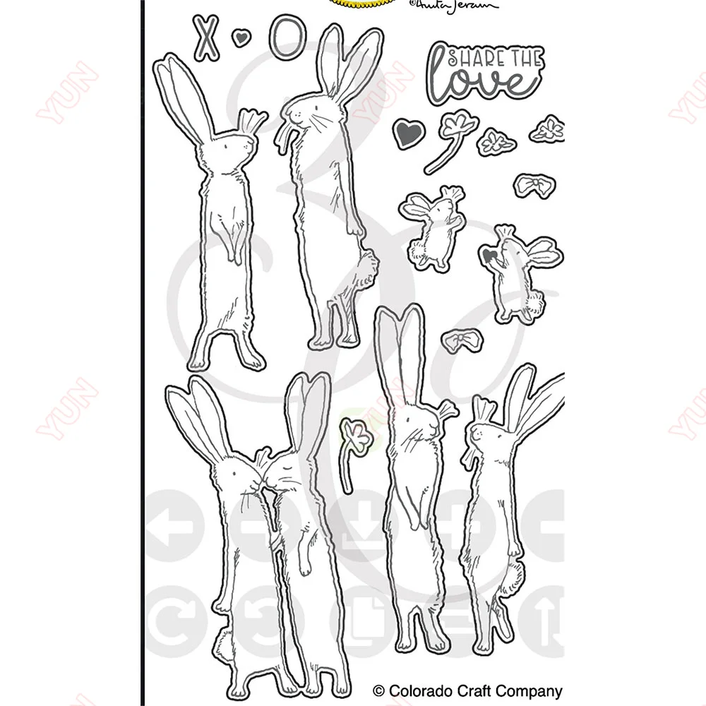 Share the Love Rabbits New Handmade Greeting Cards Scrapbook Decoration Stamps Stencils DIY Gift Card Craft Metal Cutting Dies