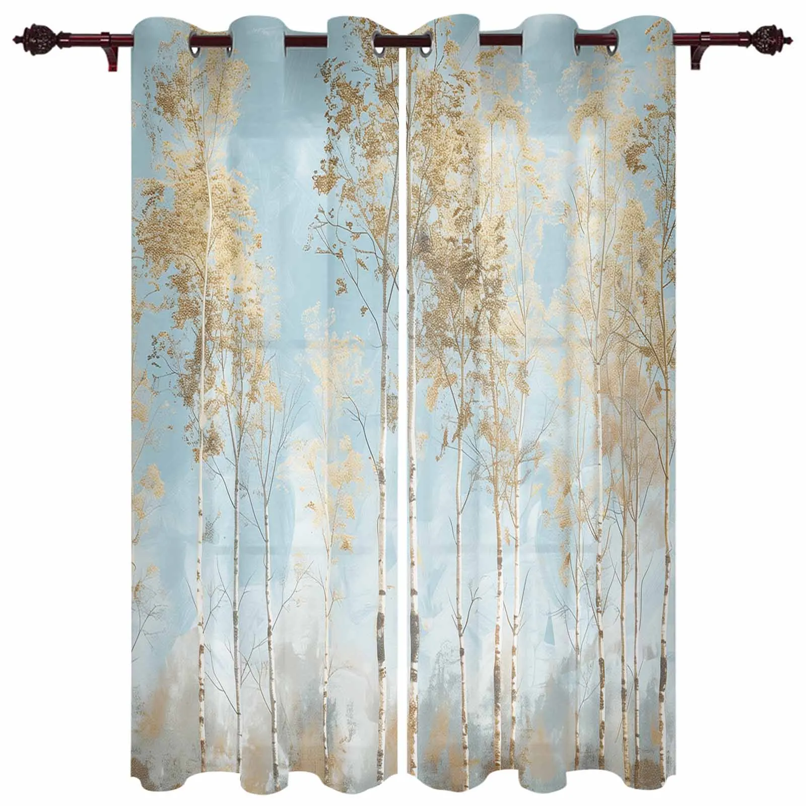 Oil Painting Forest Plants Impressionism Modern Panels Hall Curtains for Living Room Bedroom Window Curtains Hotel Drapes