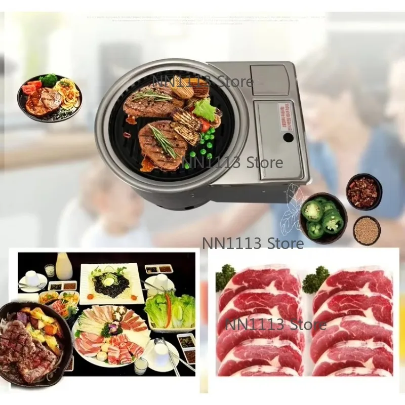 

Indoor Tabletop Stainless Steel Dual Fuel Grill Smokeless Electronic Ignition Commercial Use - Consult before Order