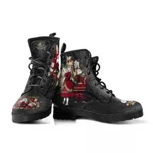 2024 Hochwertige Blumenschädelinnen Frau Tennis Bota Herbst Winter Mode Frau Knöchelstiefel Erwachsene Stiefel Mujer Plus Size 43 Goth 12 Hauptverkaufssneaker Schädel - №2