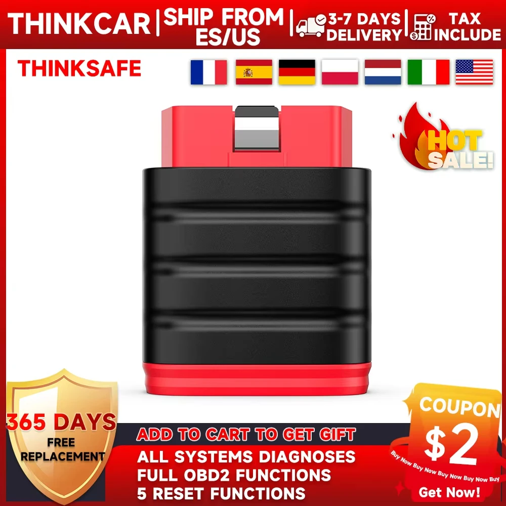 Thinkcar Thinksafe OBD2 Scanner Full System Reader ABS EPB TPMS SAS Reset Android OBD 2, Saudi Arabia Warehouse Clearance Sale