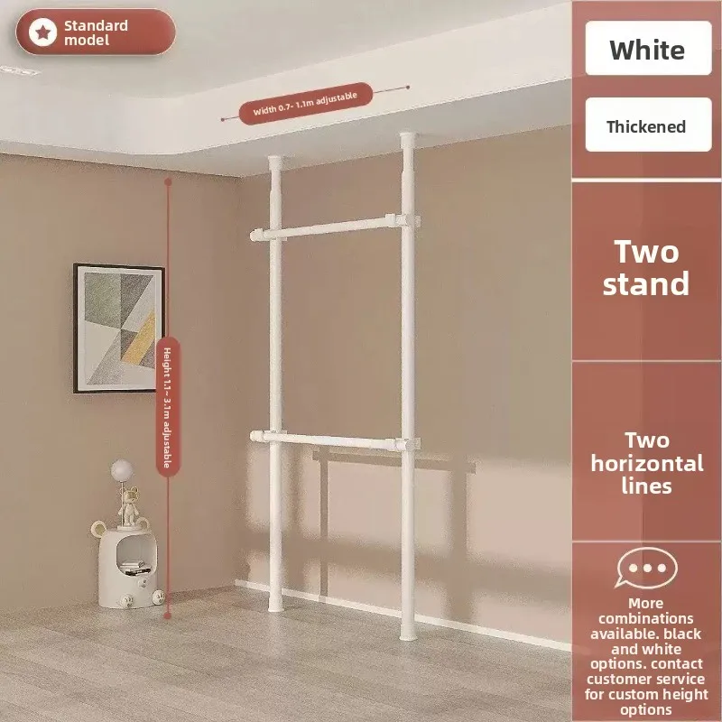 Hanger Rod Drying Rack Vertical Floor Hanging Hanger Telescopic Clothes Drying Rod Coat Rack for Home Balcony