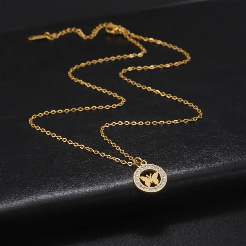 Trendy Edelstahl Strass Baum des Lebens Anhänger Halskette Für Frauen Charme Sommer Schlüsselbein Kette Schmuck Colgantes Cadena – Detail 39