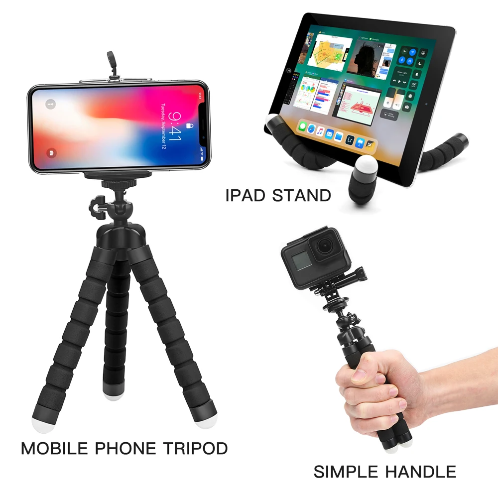 Mini Octopus Sponge Tripod Mobile Tripod Portable Camera Selfie Stand for iPhone Samsung Xiaomi Huawei Gopro 9 8 7 Camera