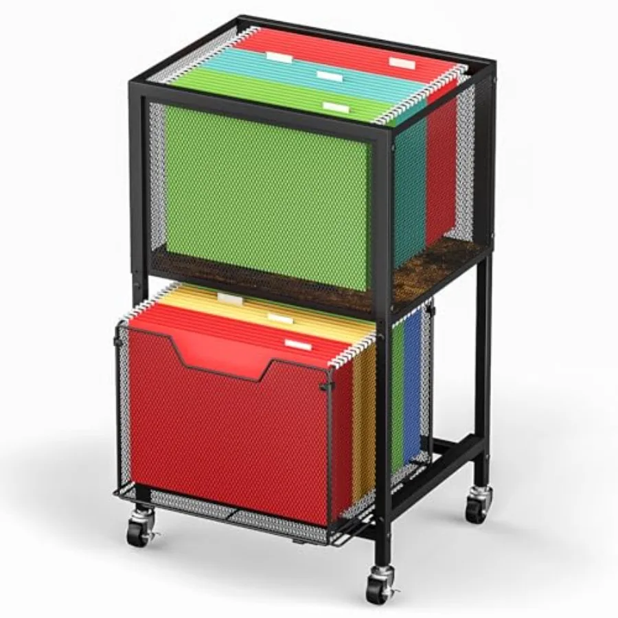 

Rolling File Cart, Mobile File Cabinet with Wheels Hanging Files, Hanging File Organizer Fit Letter/Legal Size Beside Under Des