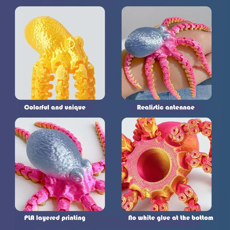 جديد ثلاثية الأبعاد مطبوعة الأخطبوط تمثال مع المفاصل المرنة 17 سنتيمتر هدية للأطفال لعبة الملونة الحيوان الجدول حلية