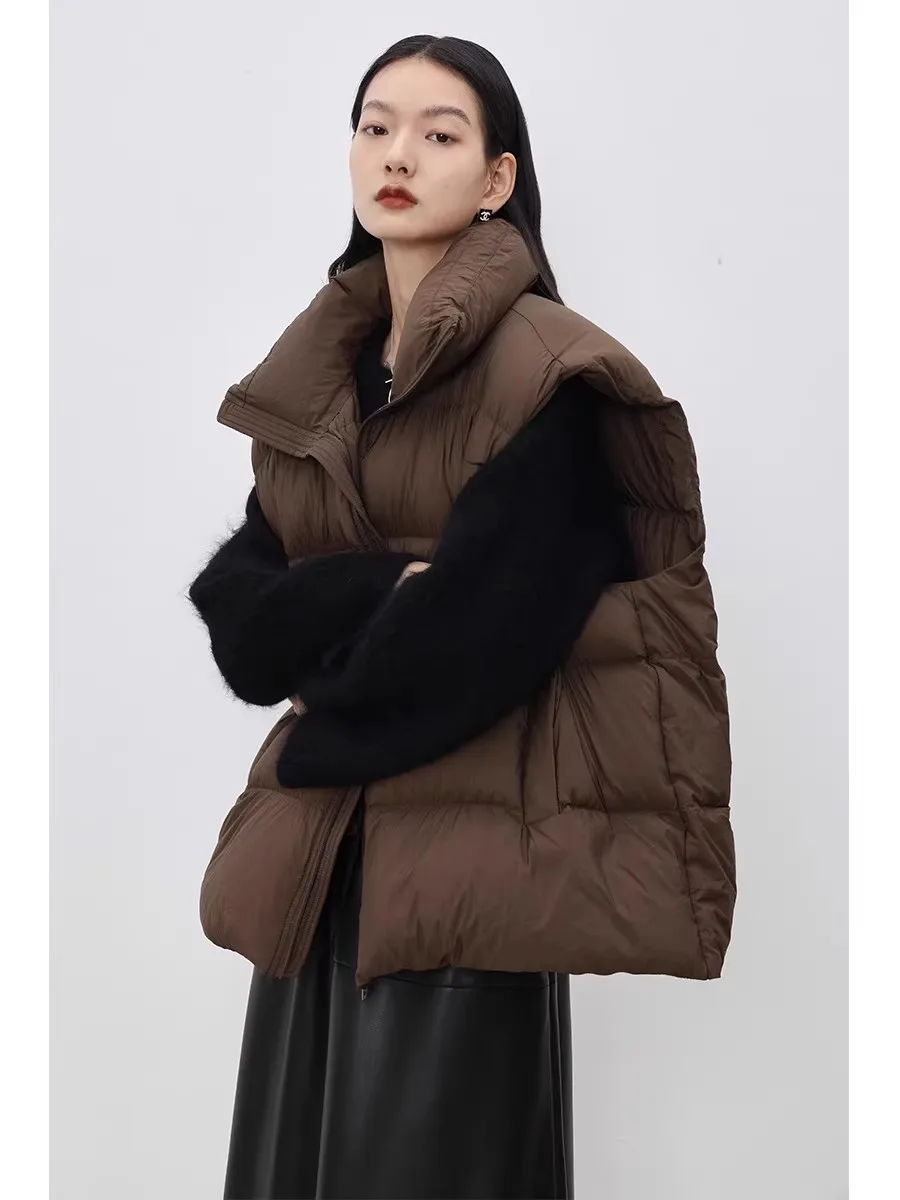 

Women's ort Loose Du down Vest 2025 Autumn Winter New Sle Versatile White Du Feather Jaet Outerwear Vest