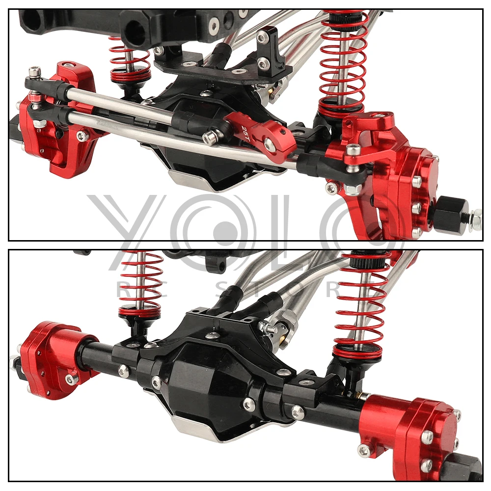 Rail de châssis en fibre de carbone SCX10 II, cadre métallique, modèle RC, simulation, escalade, mise à niveau, kit de remise en état de voiture, pièces avec essieux de portail, 1/10