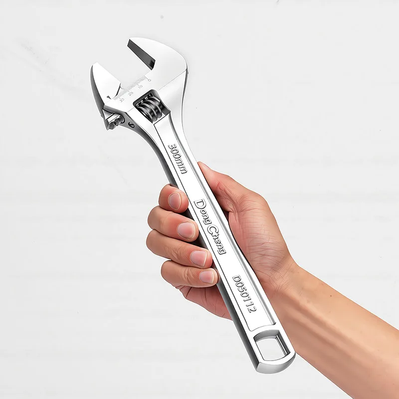Professional Smooth Shaft Adjustable Wrench - Forged Tool Steel, Chrome Plated, Laser Etched Scale, 6/8/10/12/15 inch Sizes
