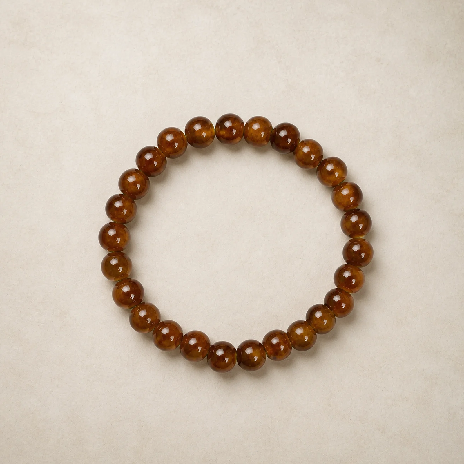 Brown Handmade Ceramic Bead Stretch Bracelet Handwoven Cord Artisan Jewelry Minimalist Wrist Accessory 608P11-18