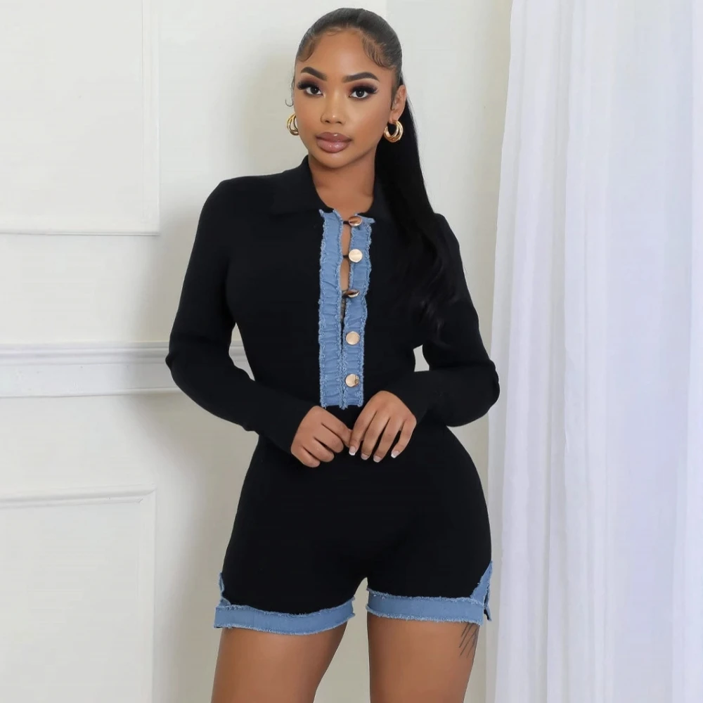 Sexy Women Rompers Jumpsuit Bodysuit Long Sleeve Short Rompers Jumpsuit Streetwear Overalls Top Suit 2025 Spring Summer