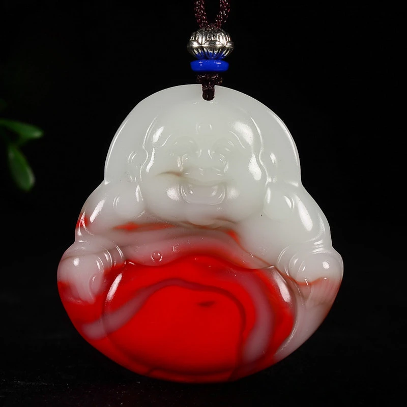 

Chicken Blood Jade Piaohua Guanyin Buddha Pendant Fashion Men's and Women's