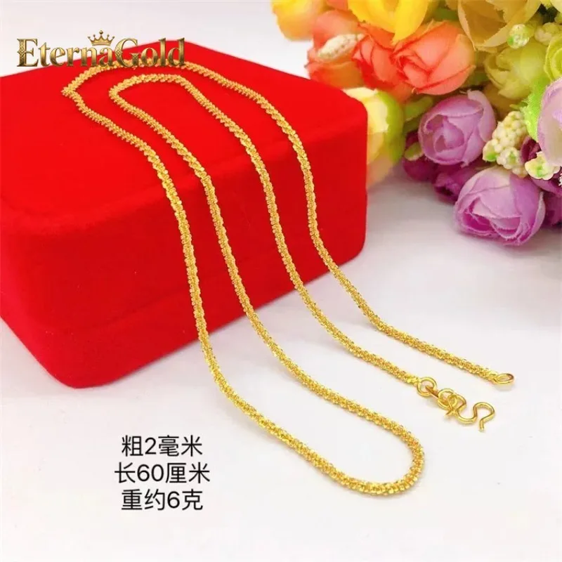 

Золотое колье EternaGold 24K для женщин, модное и простое, из золота AU999, ювелирное украшение.