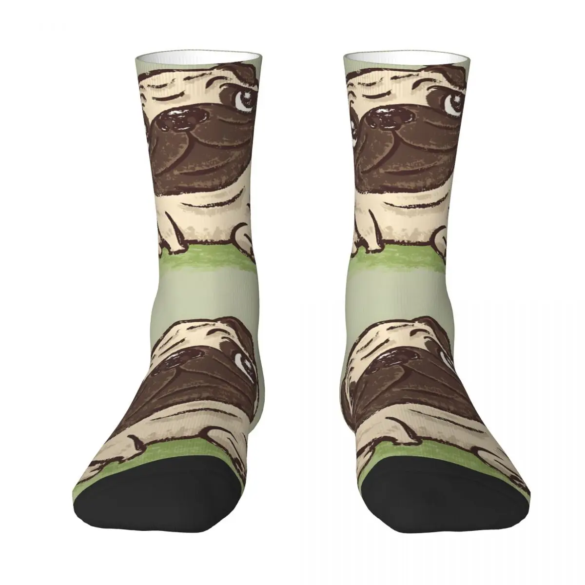 Funny Men's Socks Pug That Relaxes Vintage Hip Hop Novelty Crew Sock Gift Pattern Printed