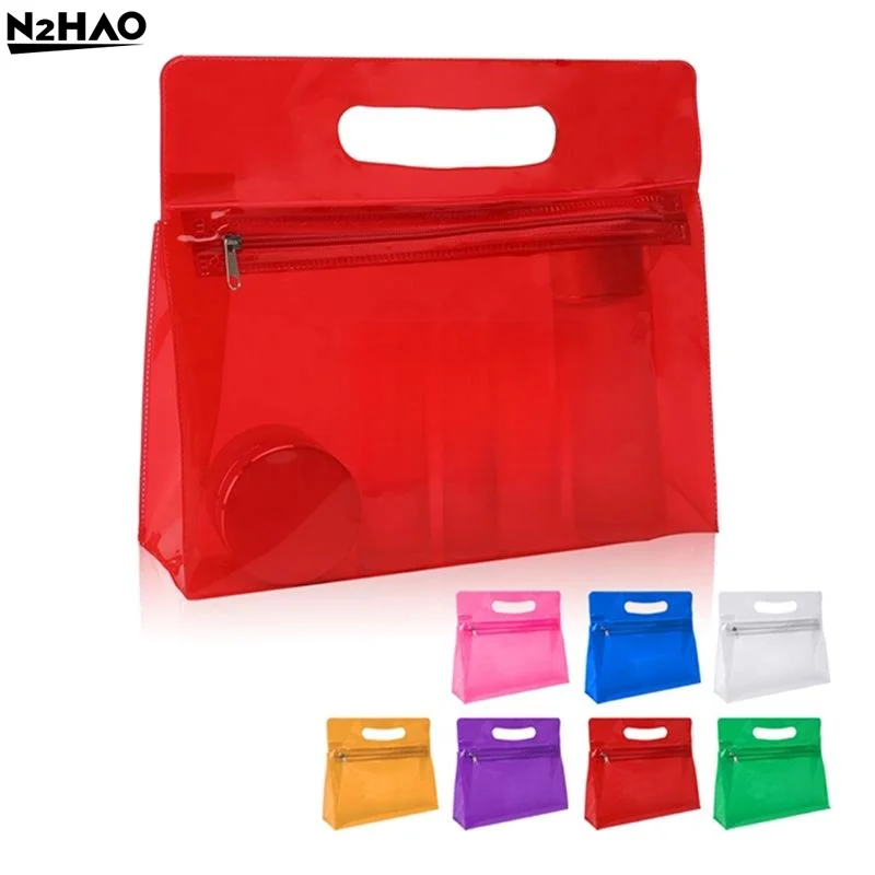 Convenient Zippered PVC Toiletry Bag Waterproof Organizer for Travel Makeup Essentials