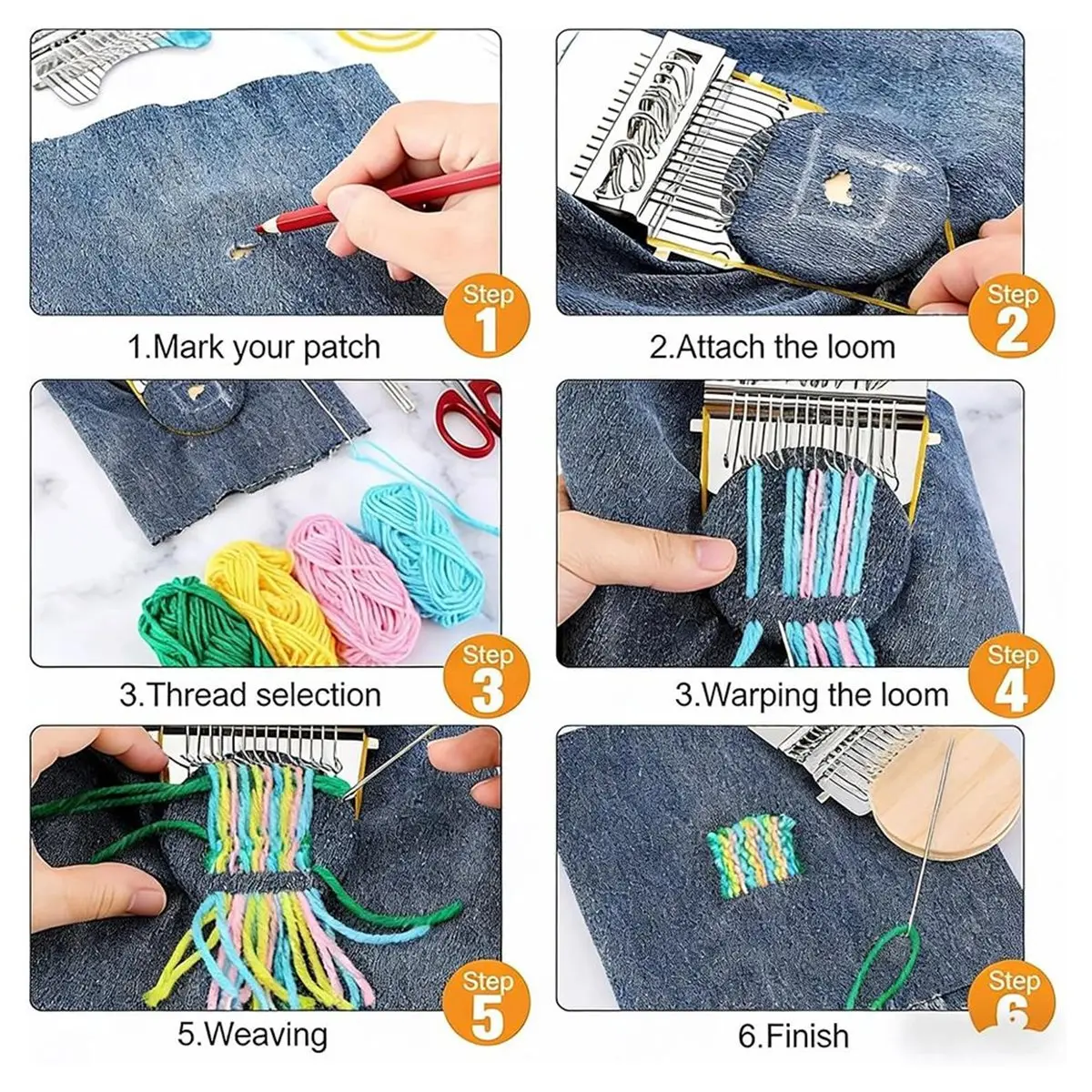 AA14 KnitPatch PatchMaker Kit - 100 Colors Embroidery Thread for Mending & Weaving, Complete Sewing Craft Set