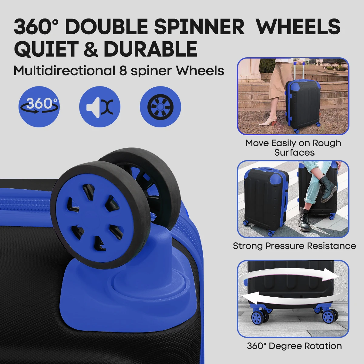 Luggage Set 3 Piece Expandable Suitcase ABS Lightweight Hardside Travel Suitcase Set 20