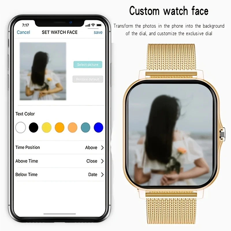 VETXI Smartwatch for iPhone/Android, Full-Touch HD Screen